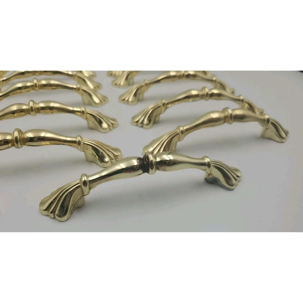 17 Vtg French Provincial Gold Brass Drawer Pulls Dresser Cabinet Handles 3